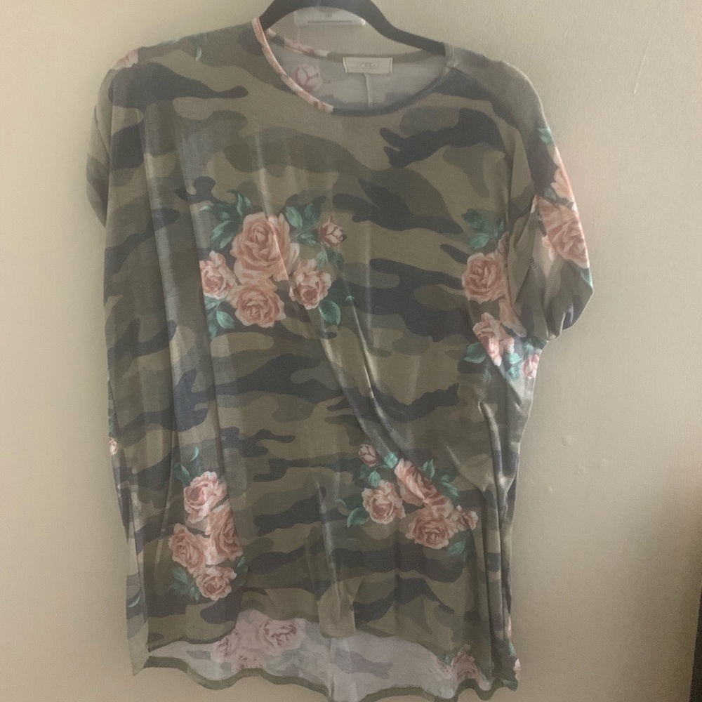 Camo and floral shirt